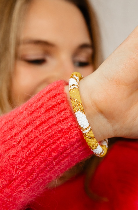 Bracelet Népalais jaune et blanc -barcelet coloré - bracelet népalais