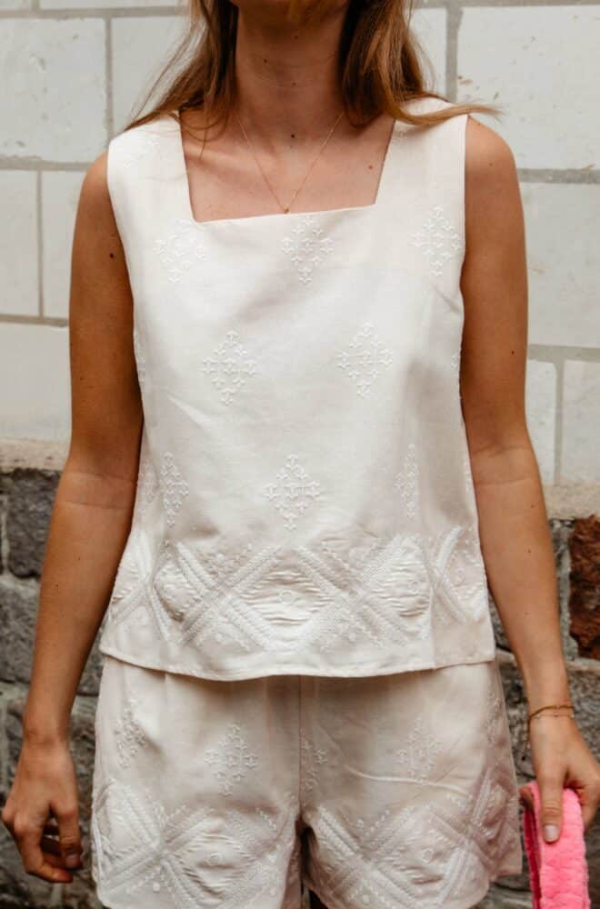 Débardeur beige - débardeur lin beige - ensemble lin beige - débareru lili et lala - marque lili et lala - site lili et lala - revendeur lili et lala