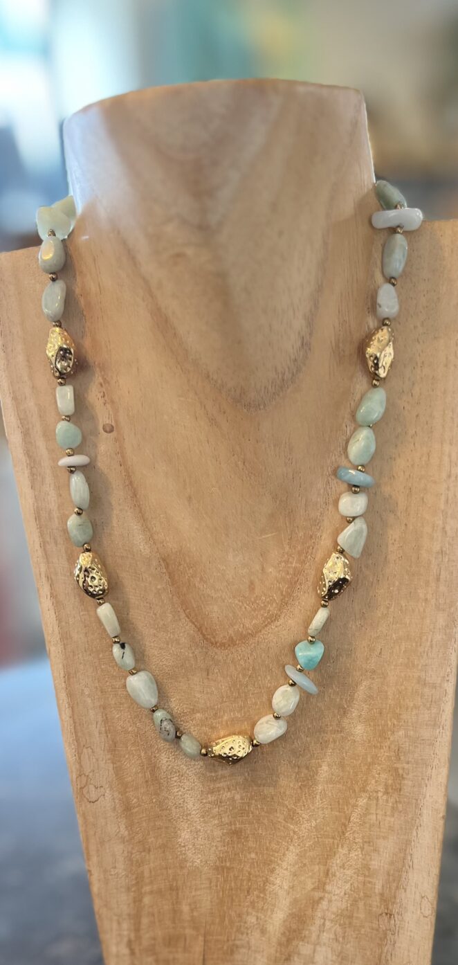 Collier Agathe Vert et Doré