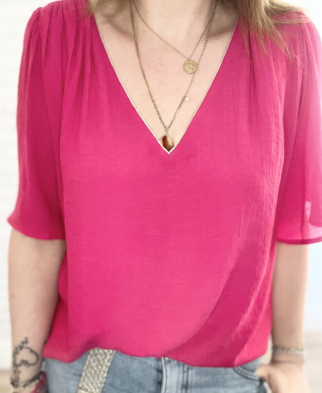 Blouse Victorine Fushia – Image 3
