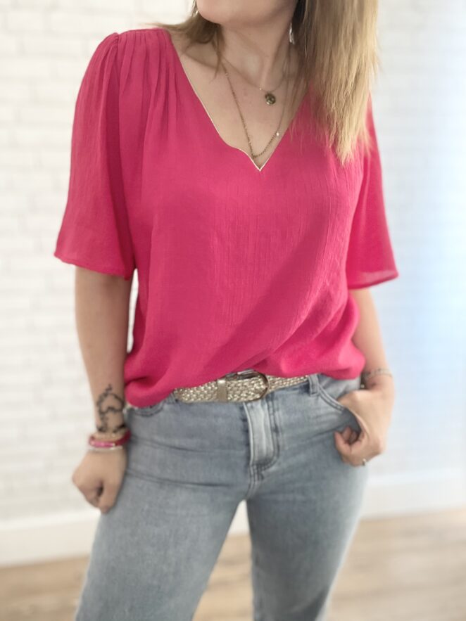 Blouse Victorine Fushia – Image 2