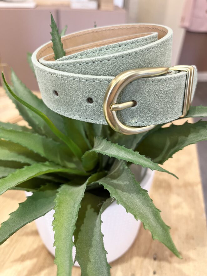 Ceinture Cuir Vert D'Eau