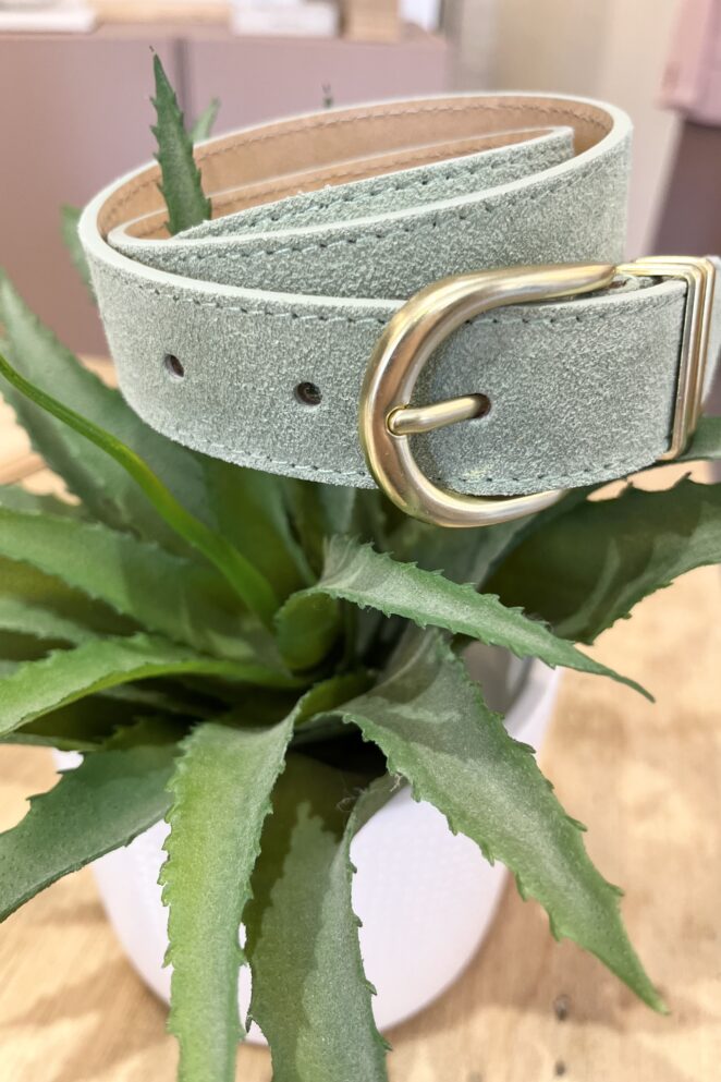 Ceinture Cuir Vert D'Eau