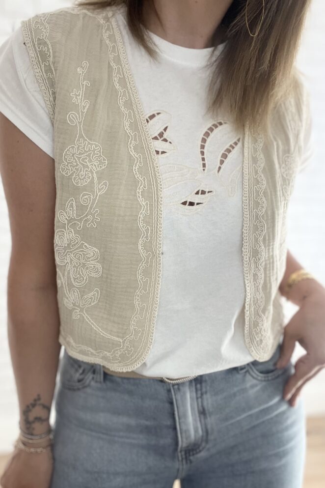Veste sans manches Elyo Beige