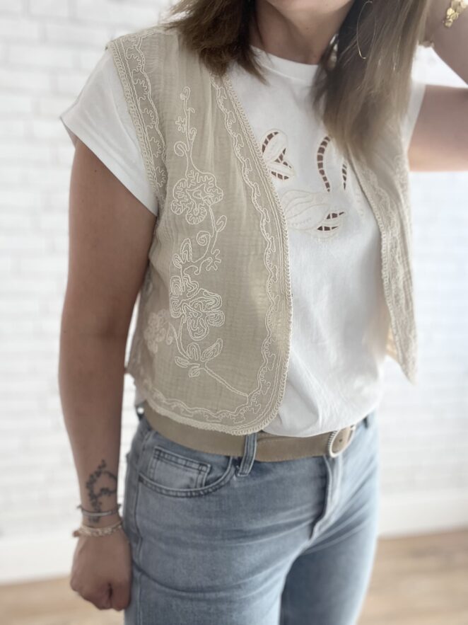 Veste sans manches Elyo Beige – Image 4
