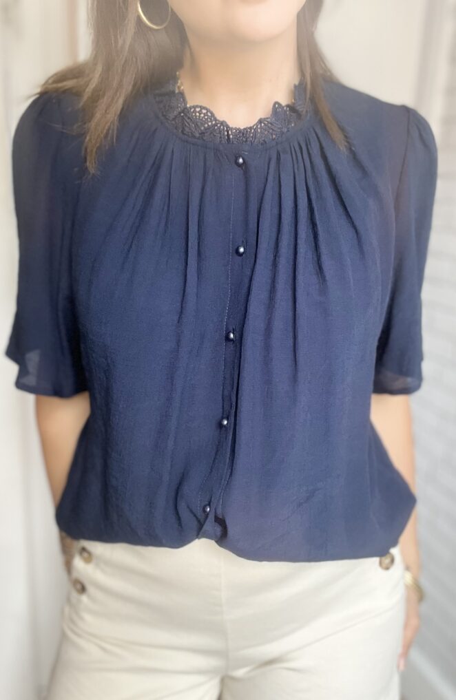 Blouse Capucine Marine – Image 3