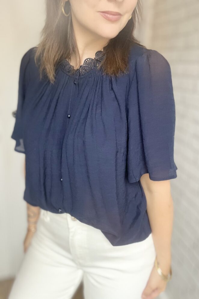 Blouse Capucine Marine – Image 2