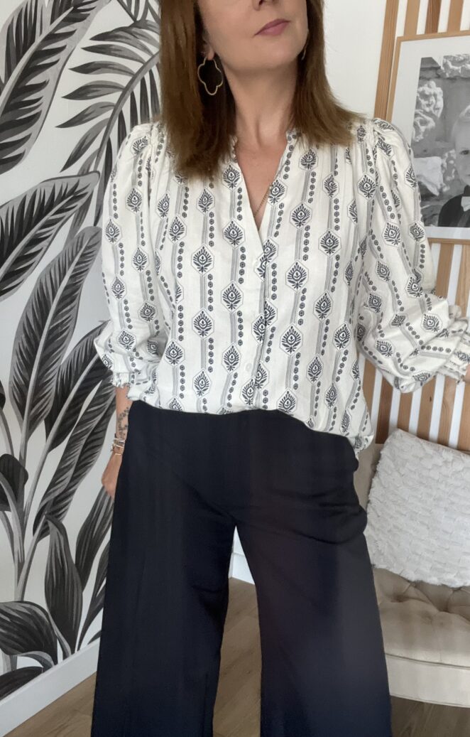 Chemisier Lia Ecru/Navy – Image 3