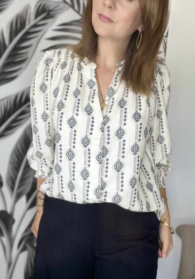 Chemisier Lia Ecru/Navy
