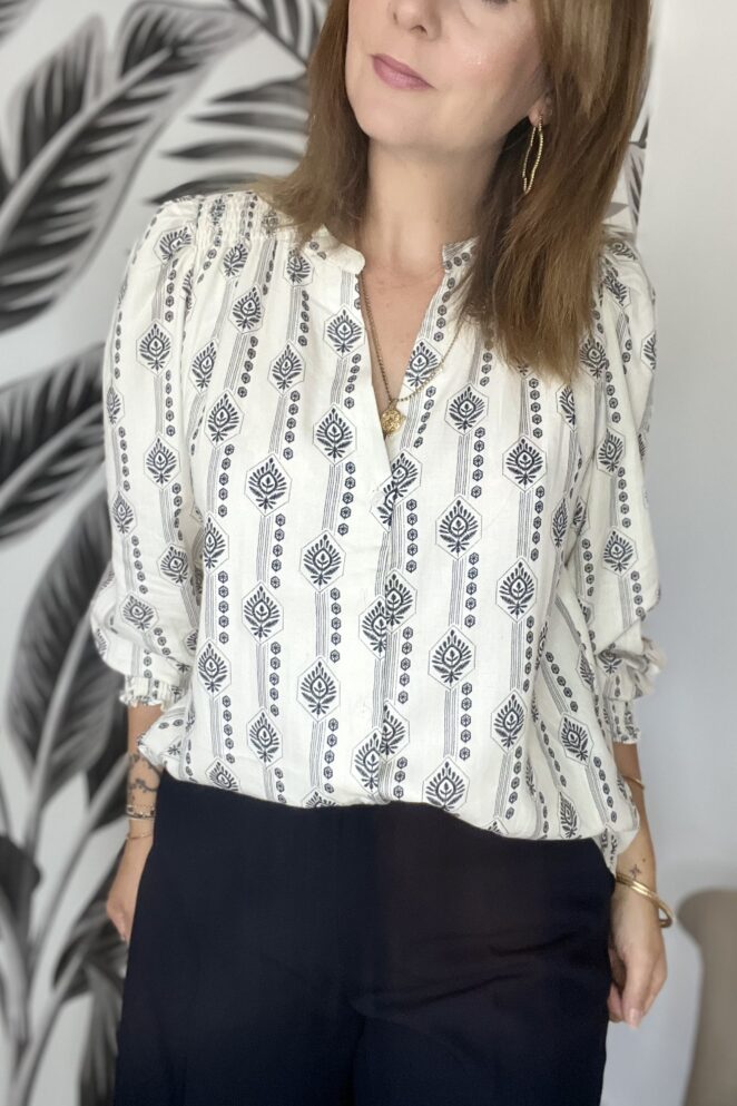 Chemisier Lia Ecru/Navy