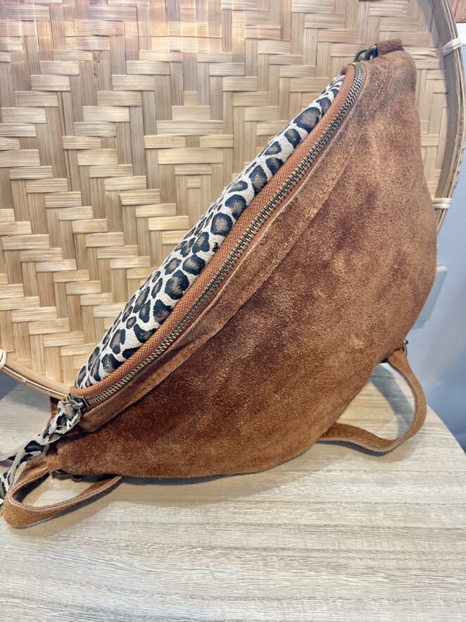 Sacoche Cuir Camel Léopard
