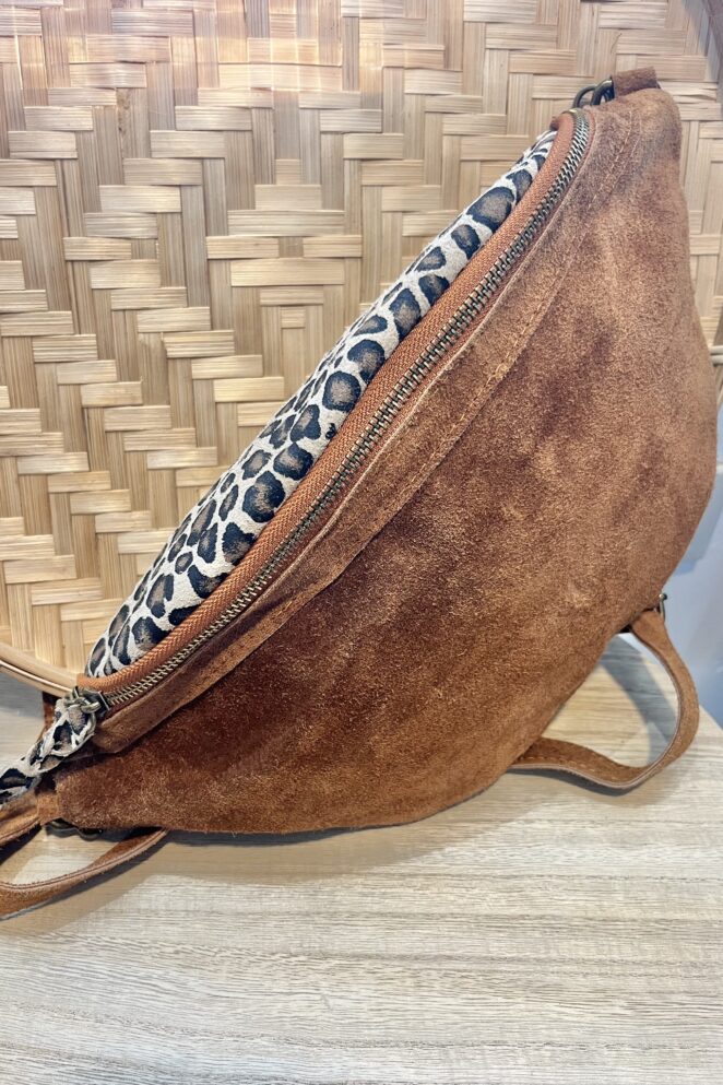 Sacoche Cuir Camel Léopard