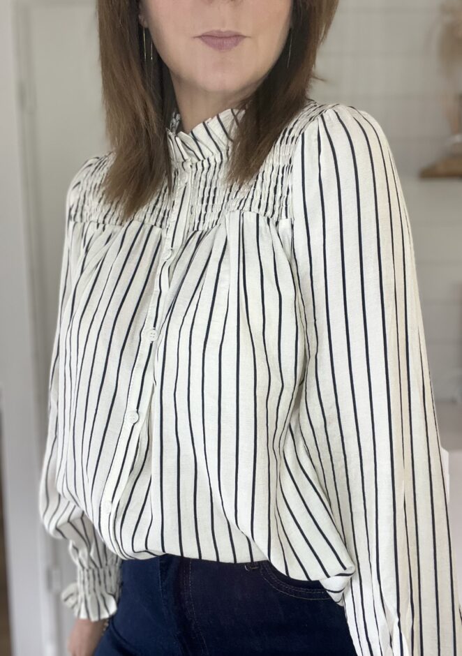 Chemisier Laurine rayures Ecru/ Marine – Image 3