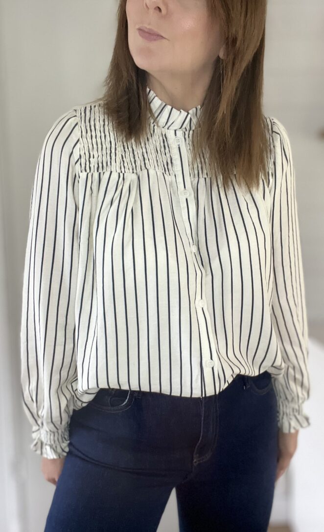 Chemisier Laurine rayures Ecru/ Marine – Image 5