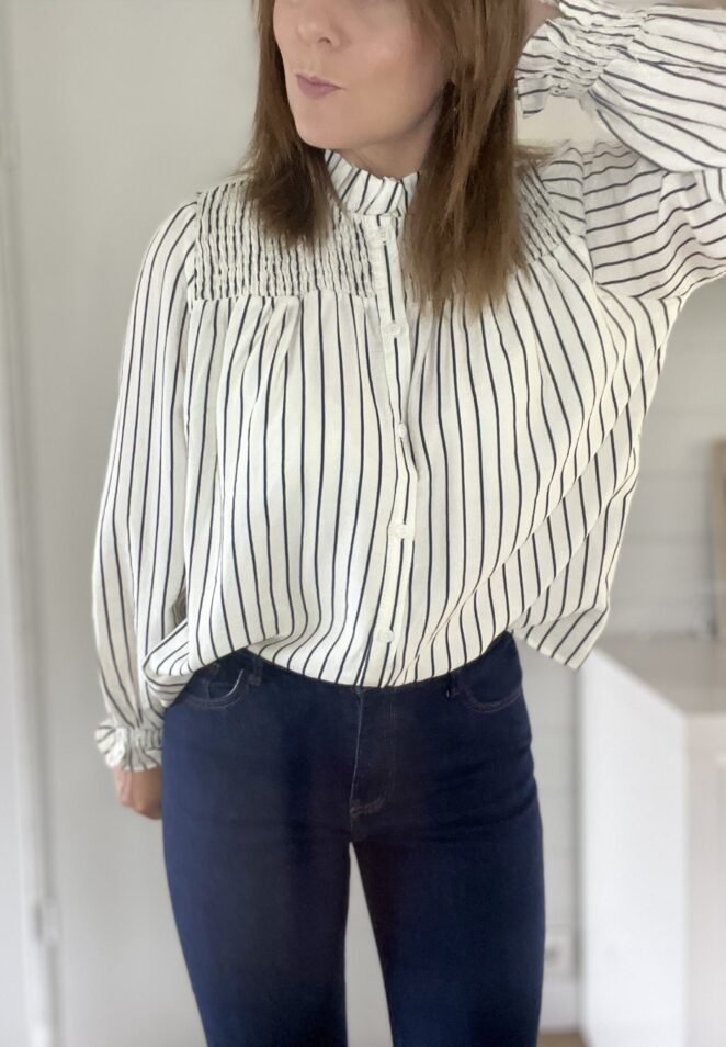 Chemisier Laurine rayures Ecru/ Marine