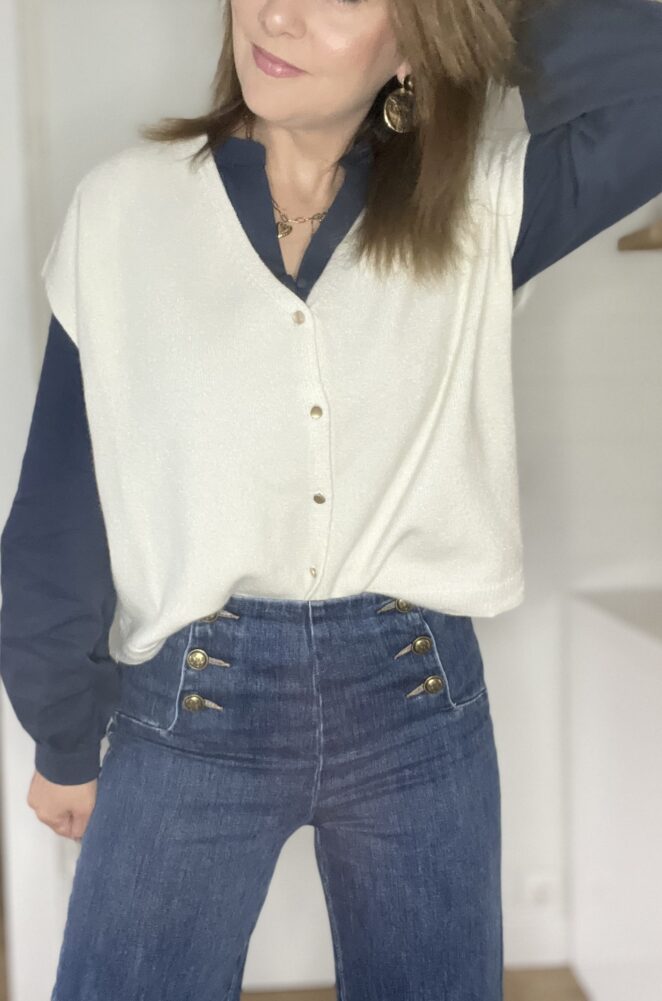 Pull Sans Manches Suzan Ecru
