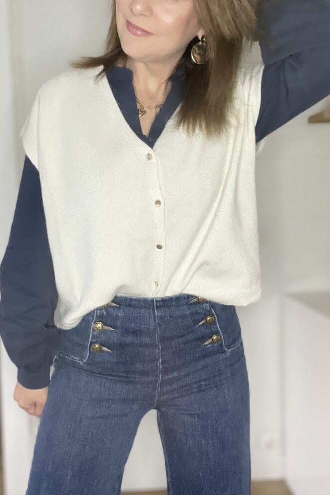 Pull Sans Manches Suzan Ecru