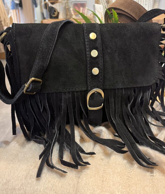 Sac Bandoulière Mandy Cuir noir
