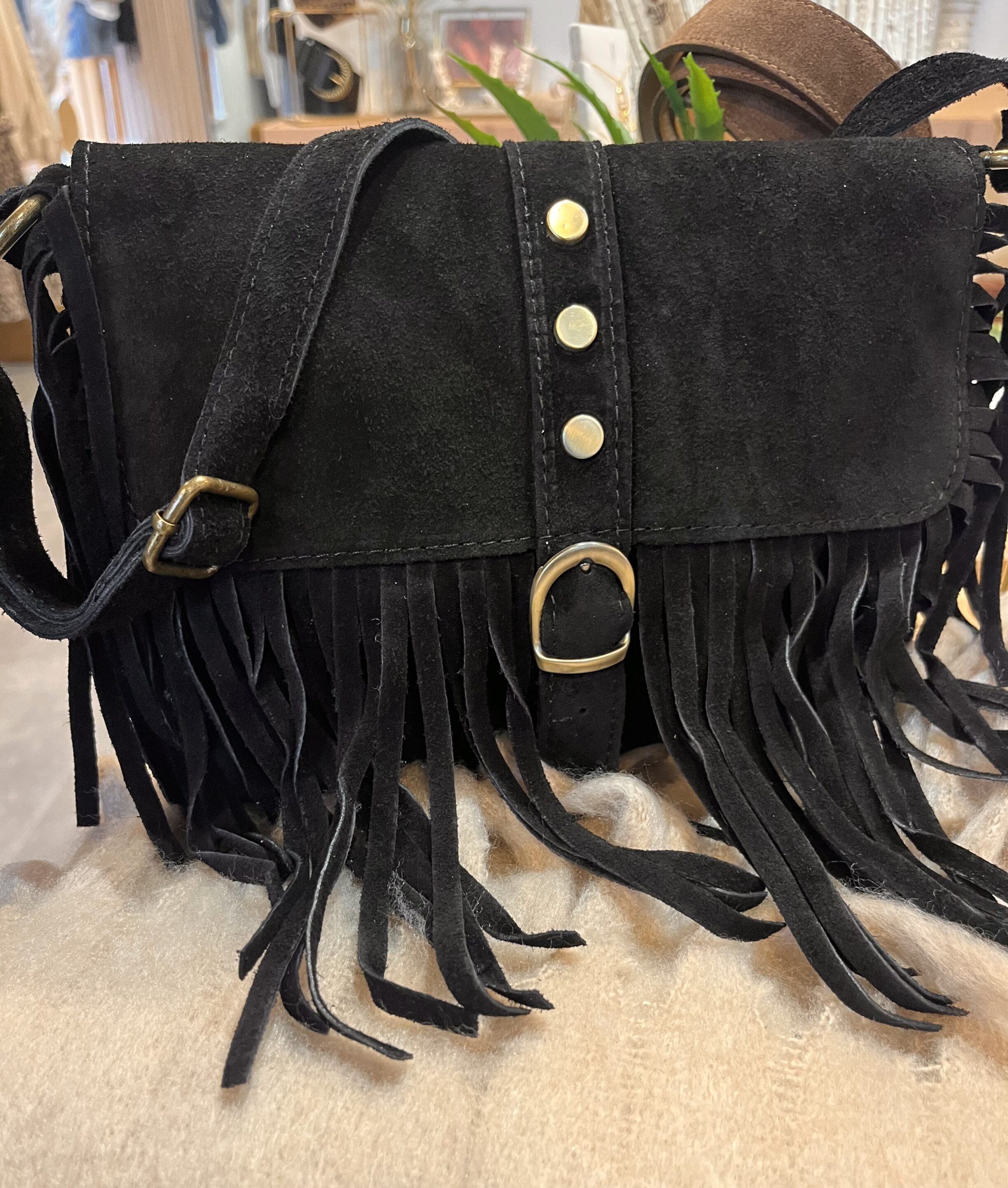 Sac Bandoulière Mandy Cuir noir