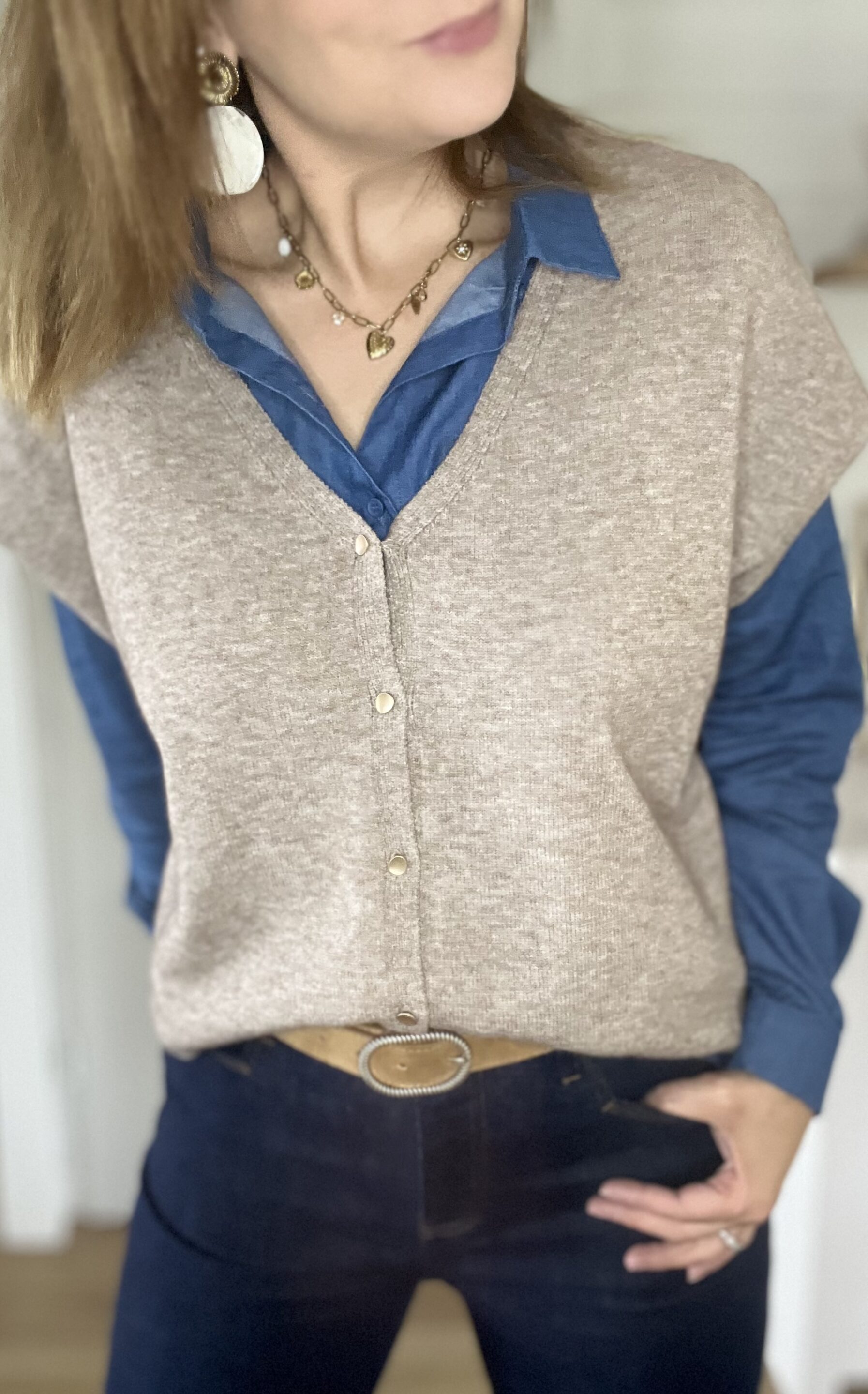 Pull Sans Manches Suzan Taupe – Image 4
