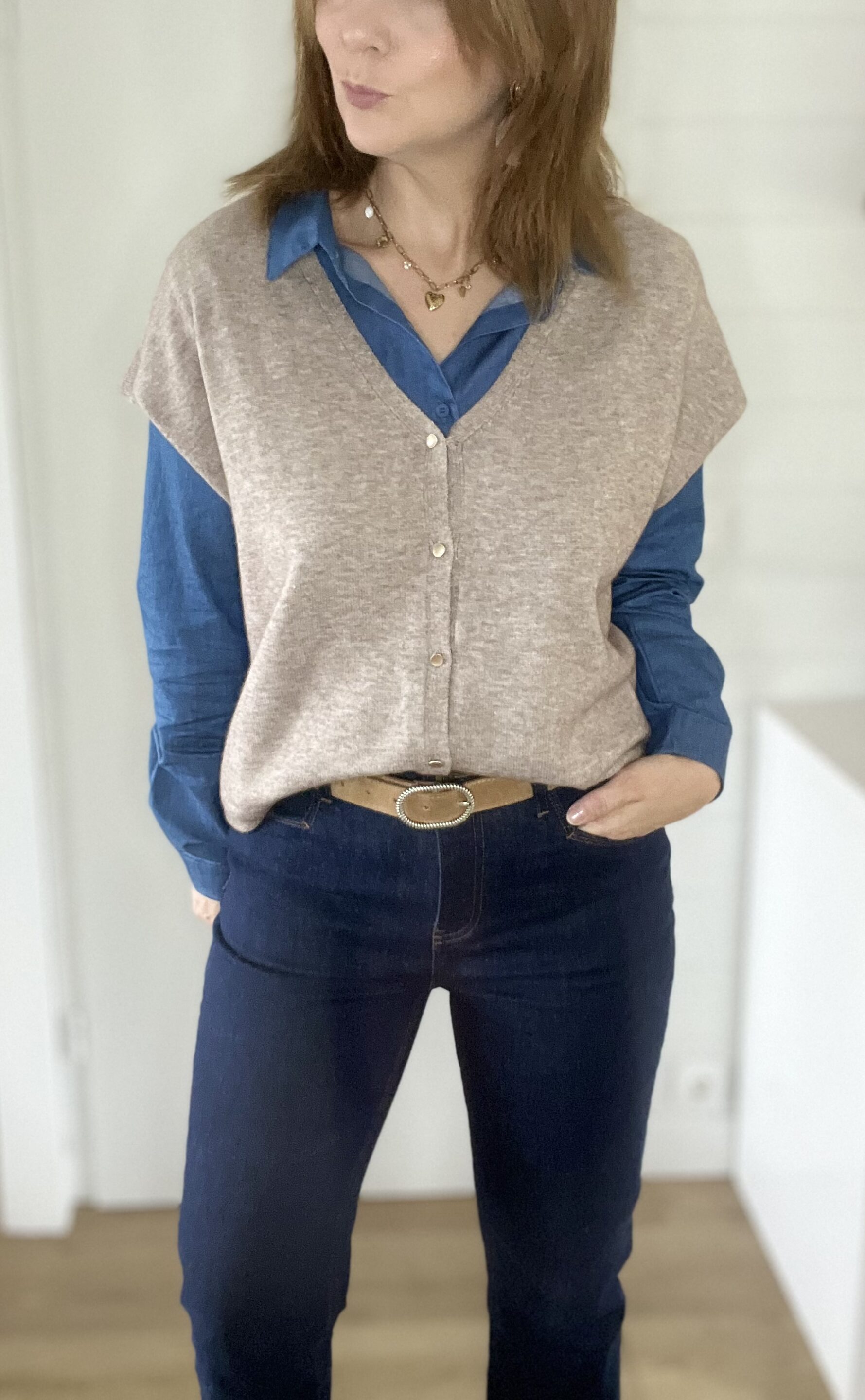 Pull Sans Manches Suzan Taupe – Image 3