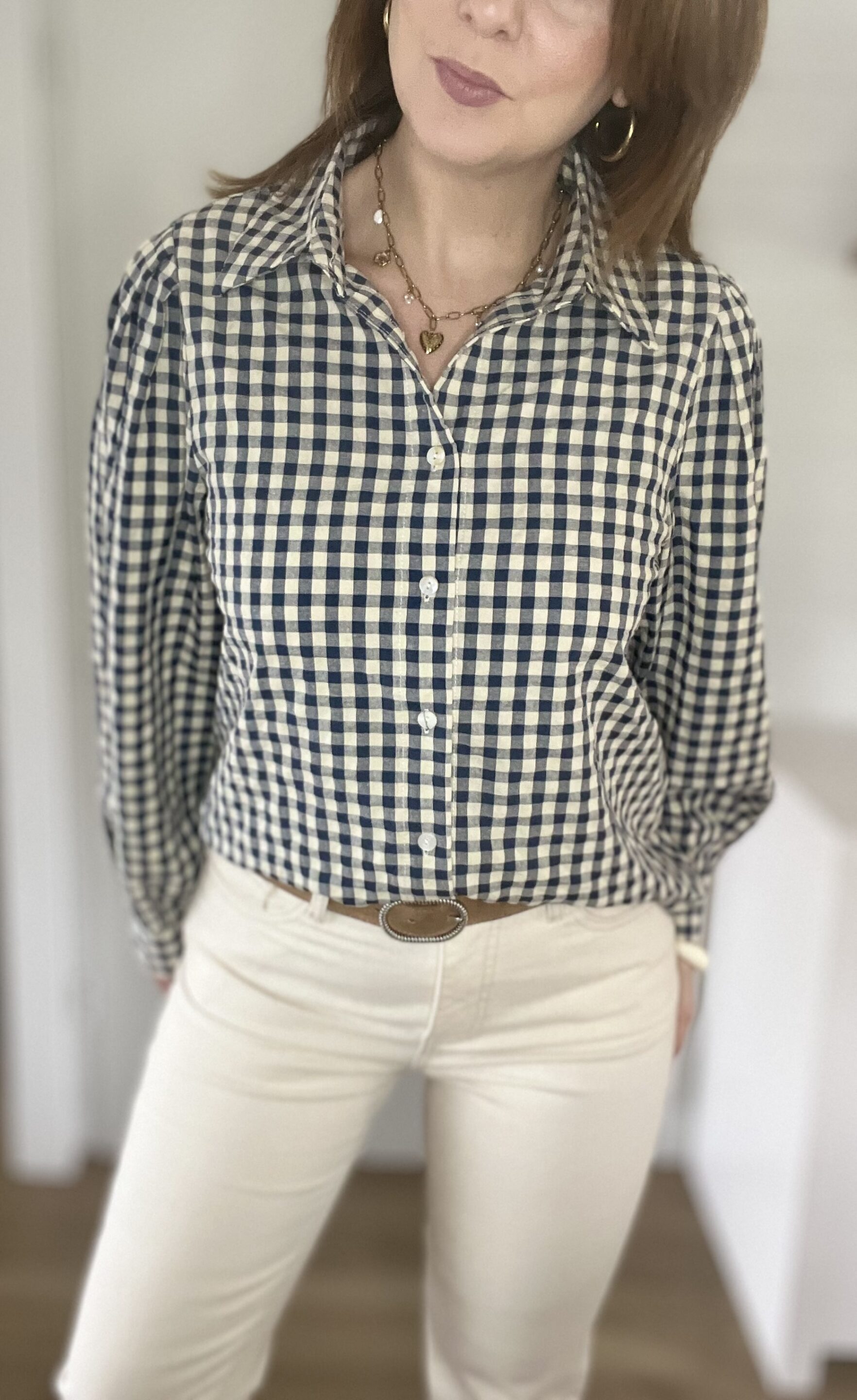 Chemisier Louise Carreaux Marine