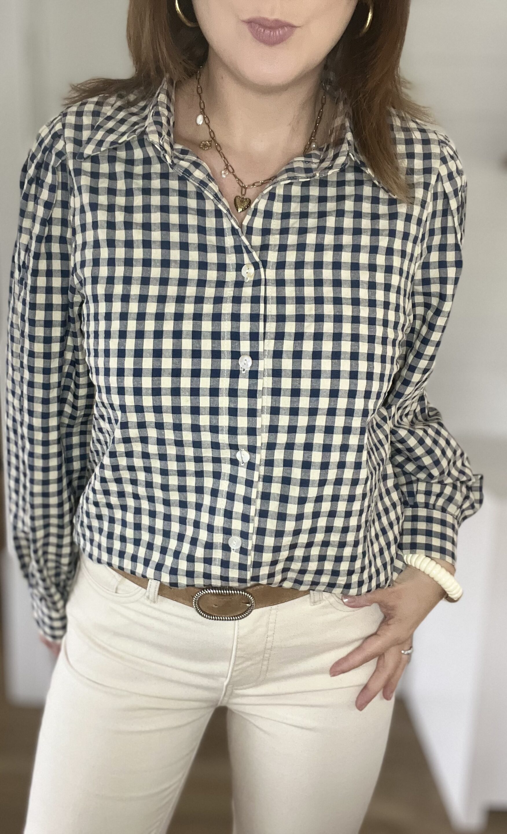 Chemisier Louise Carreaux Marine – Image 3