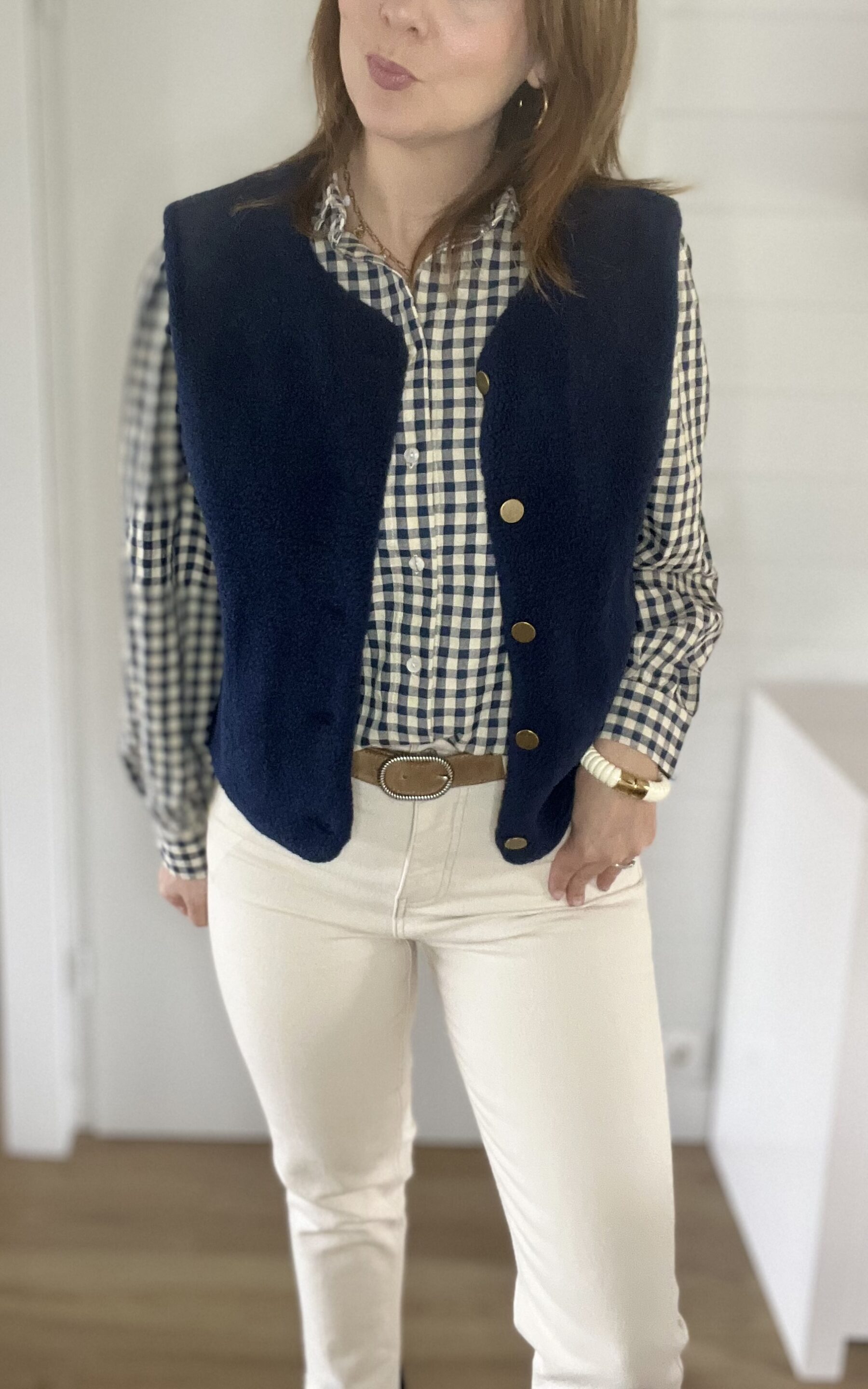 Chemisier Louise Carreaux Marine – Image 4