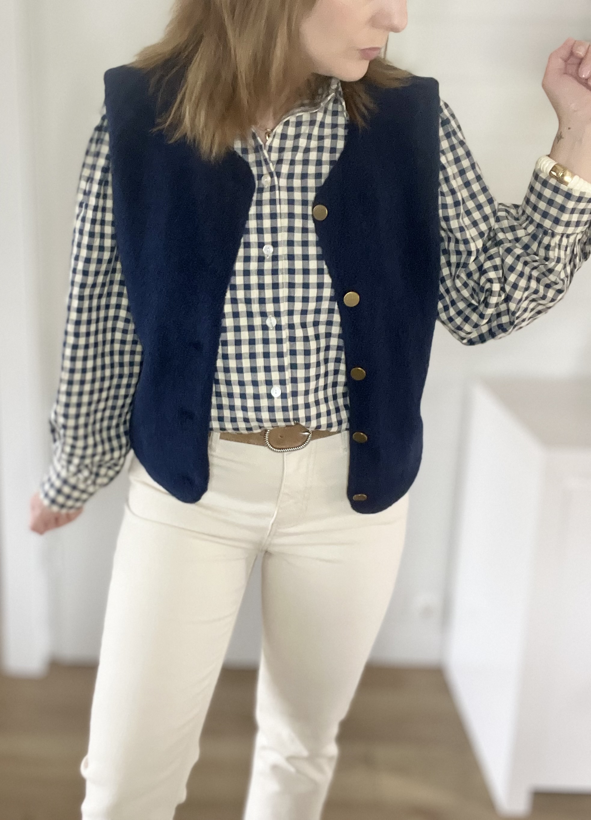 Chemisier Louise Carreaux Marine – Image 5