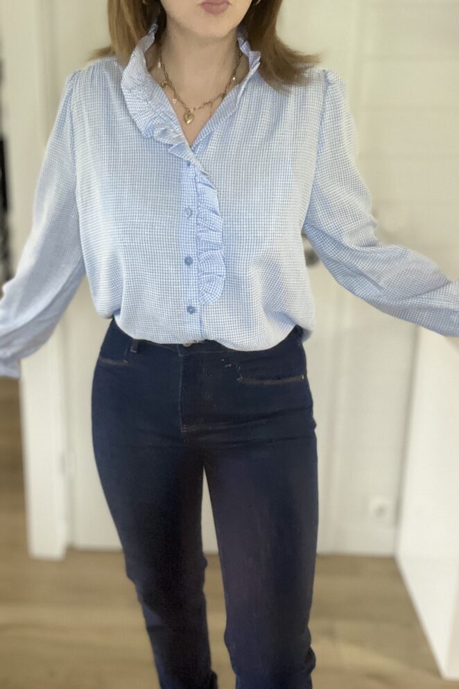 Chemisier Milla Carreaux Bleu Ciel