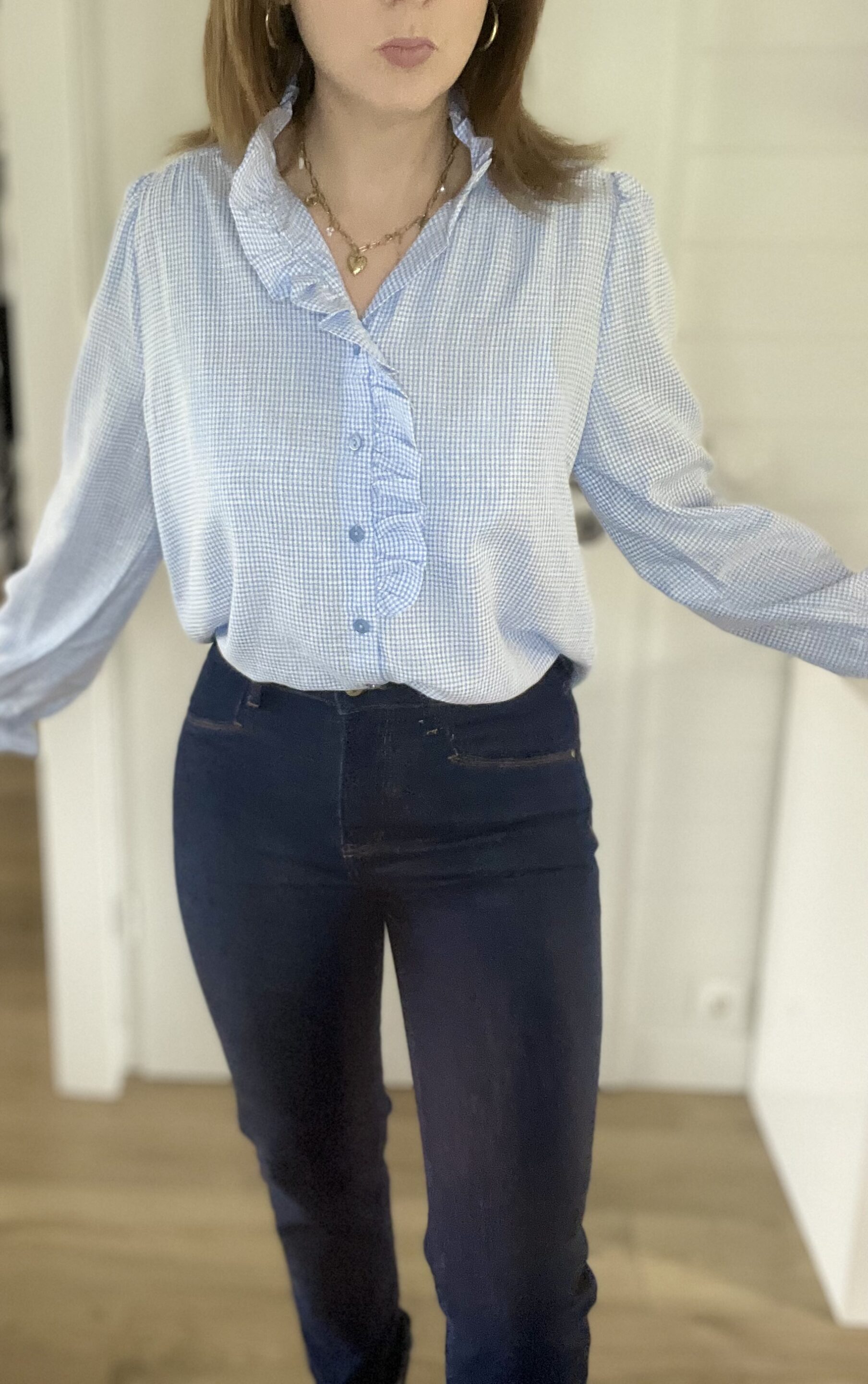 Chemisier Milla Carreaux Bleu Ciel