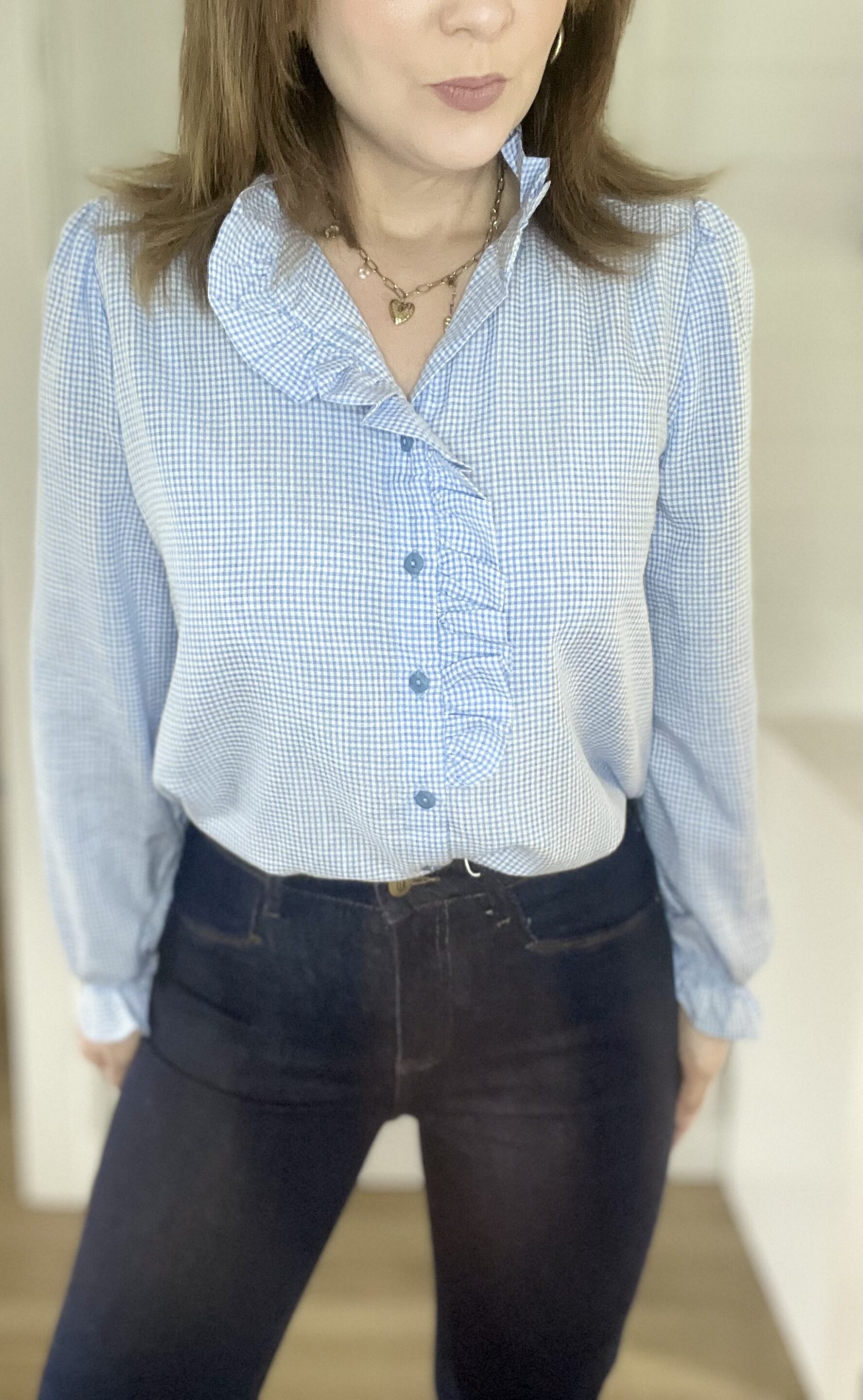 Chemisier Milla Carreaux Bleu Ciel – Image 3