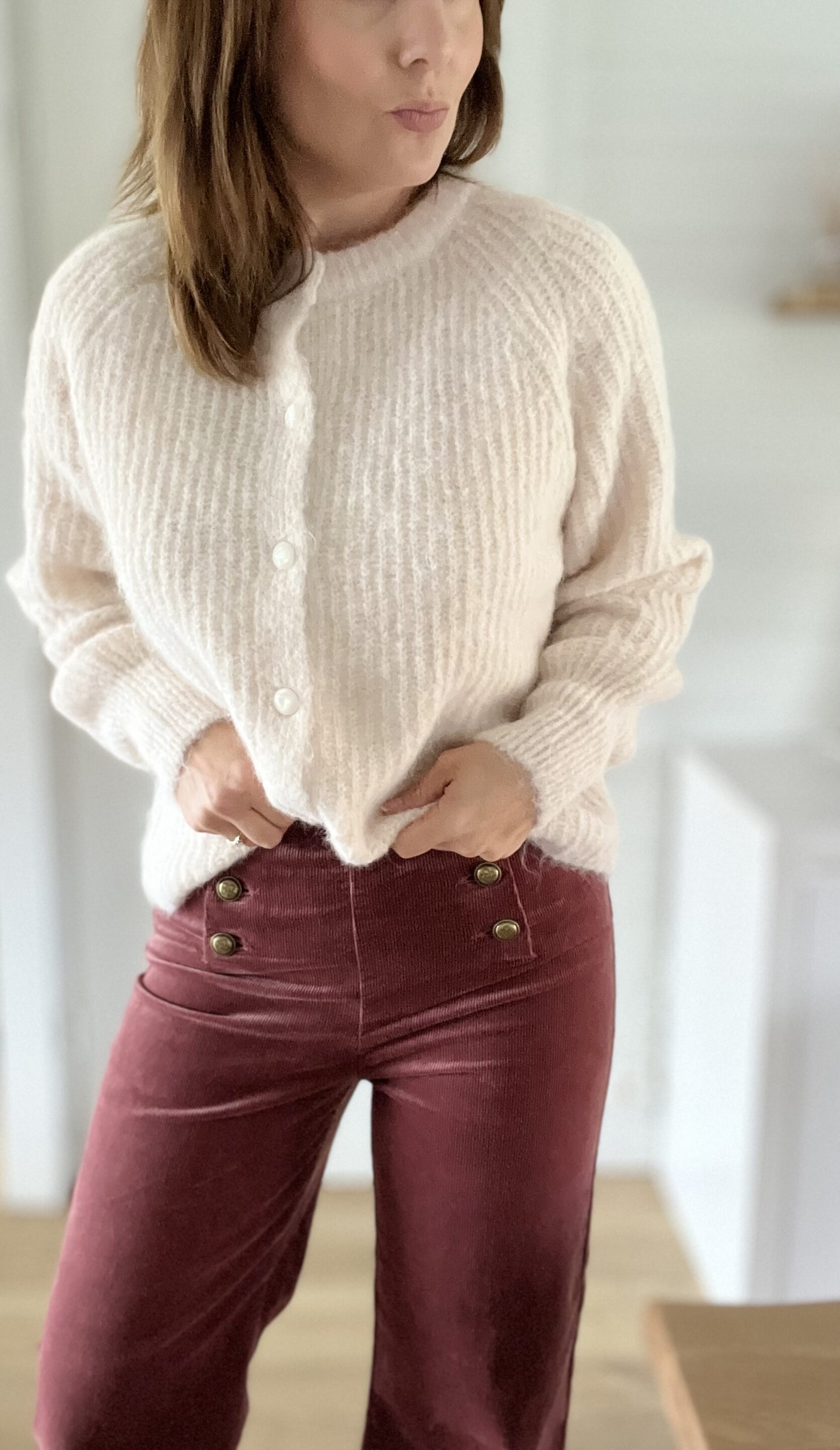 Pantalon Victorine Velours Rose Des Bois