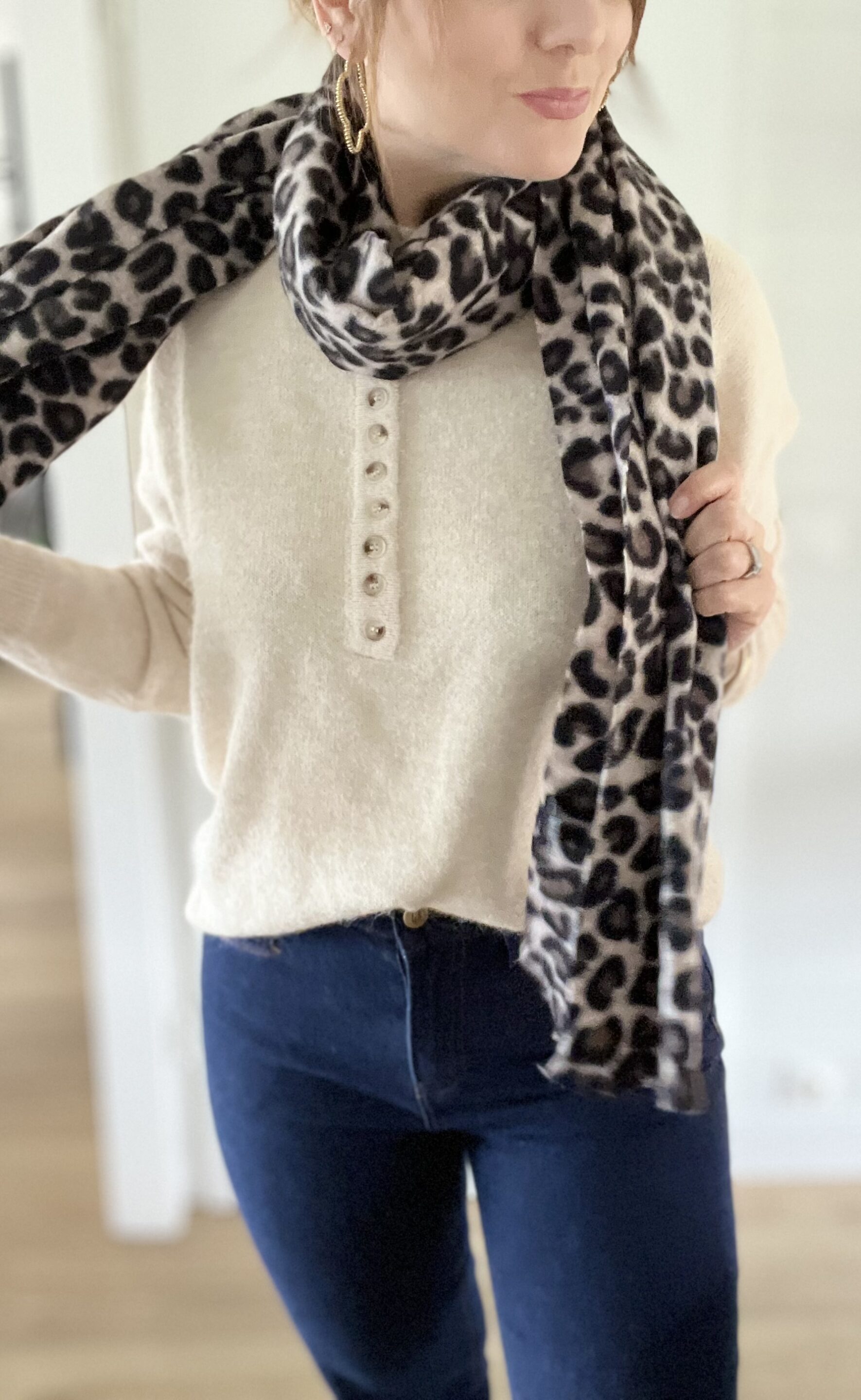 Echarpe Léopard Taupe/ Gris