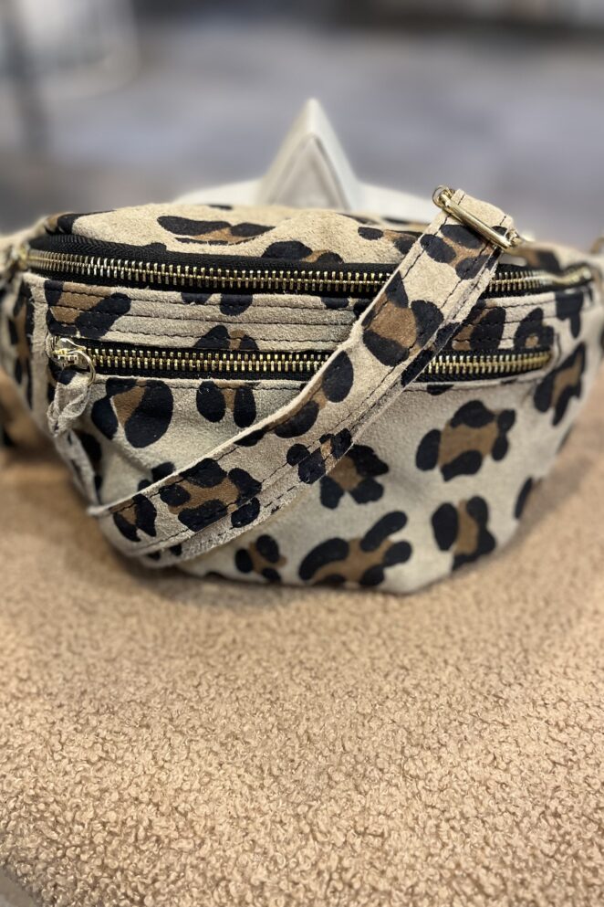 Sacoche Cuir Léopard Beige