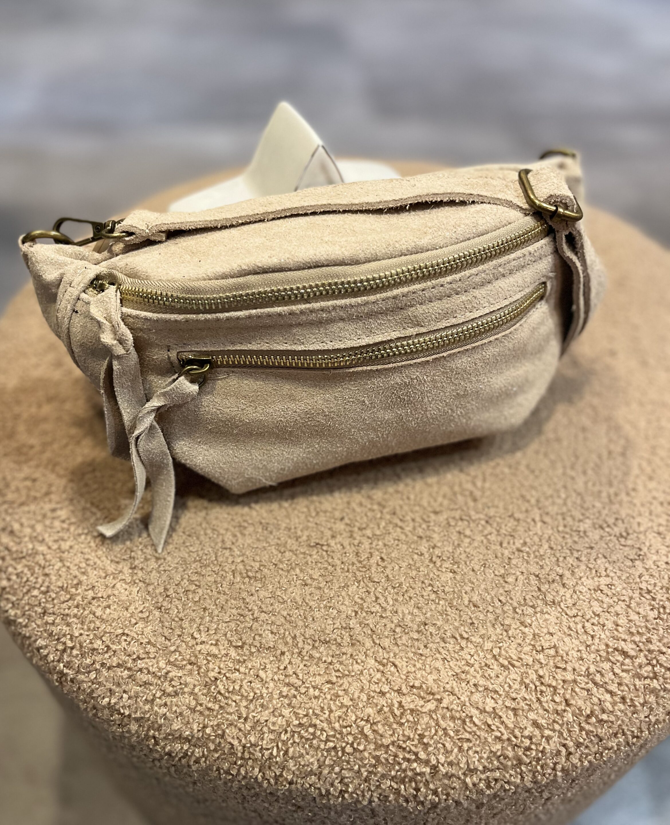 Sacoche Cuir Beige Irisé