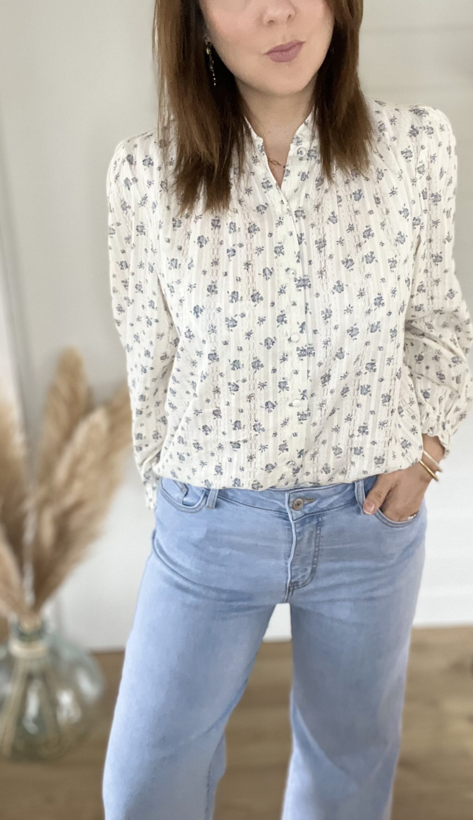 Chemisier Micha Ecru/Bleu