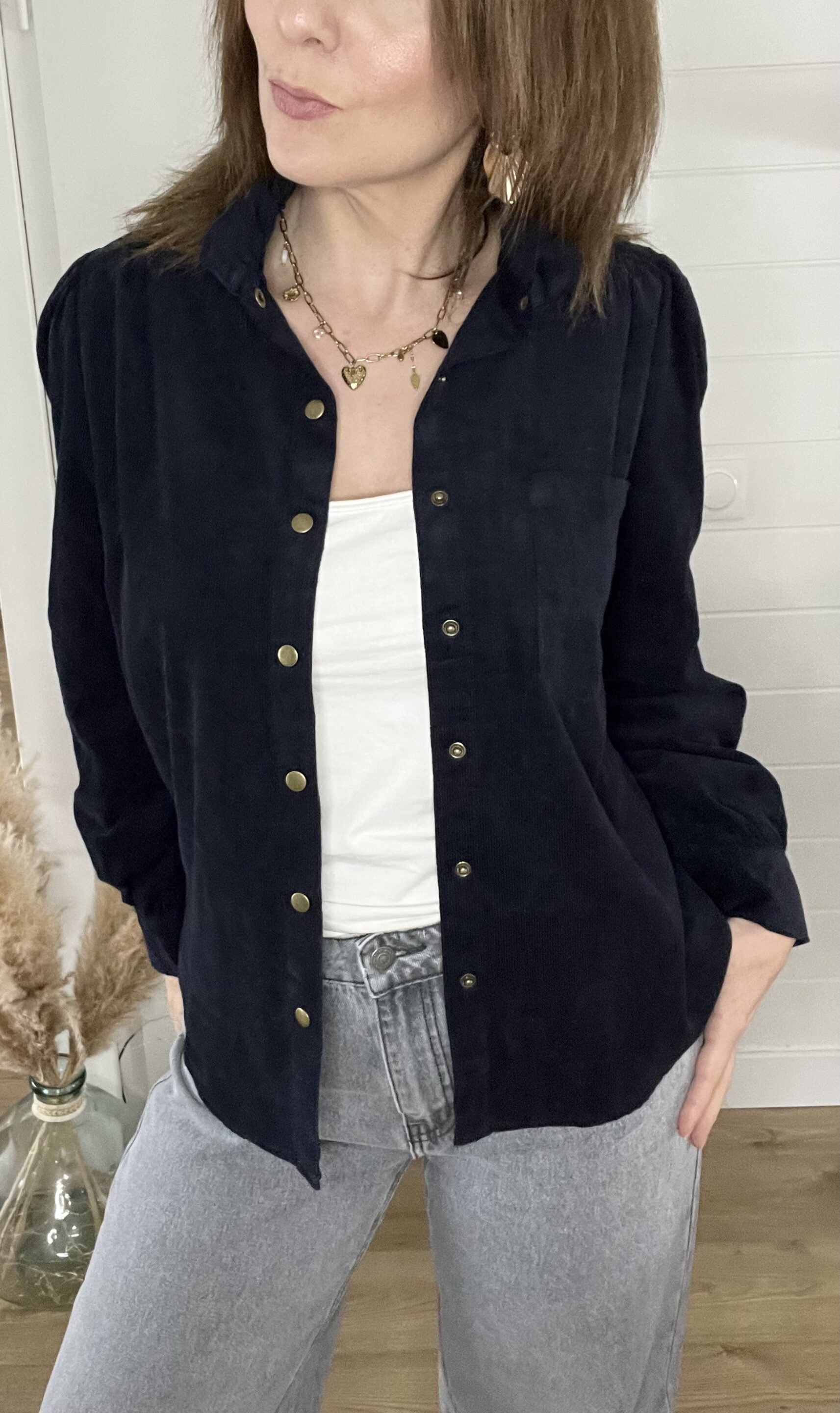 Chemisier Olga Velours Marine – Image 6