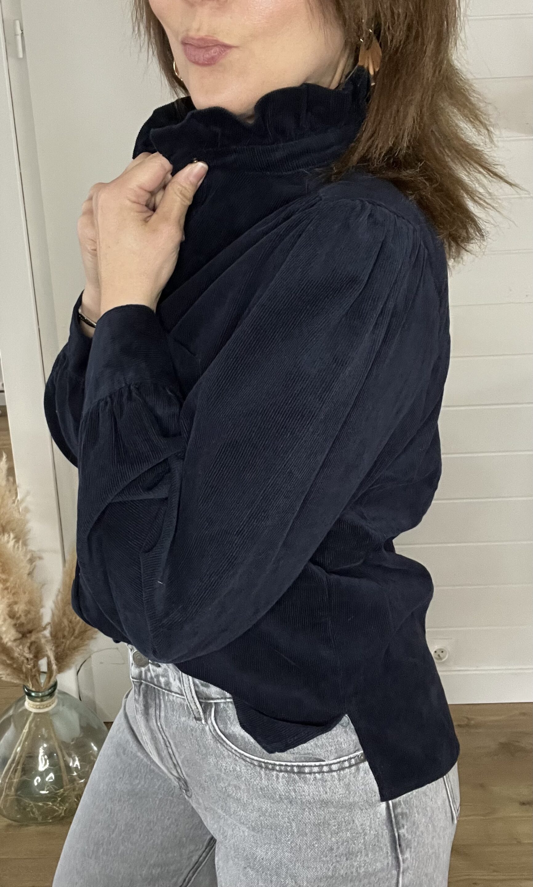 Chemisier Olga Velours Marine – Image 5