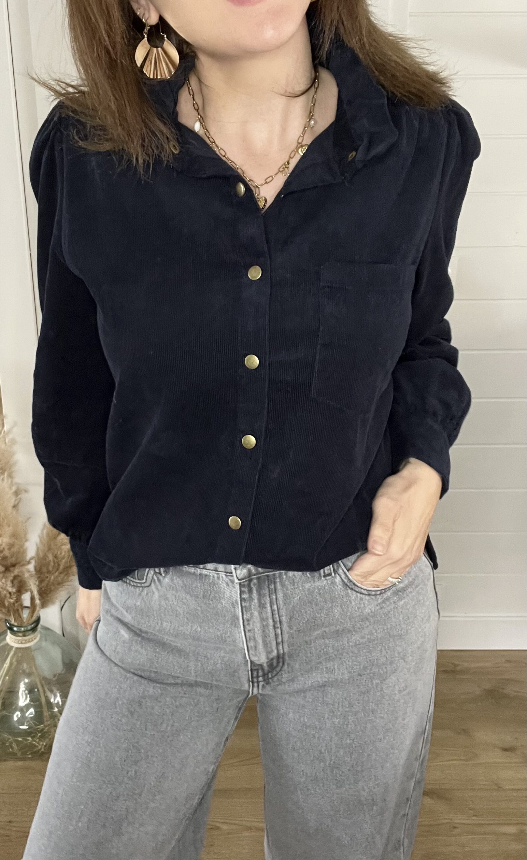 Chemisier Olga Velours Marine