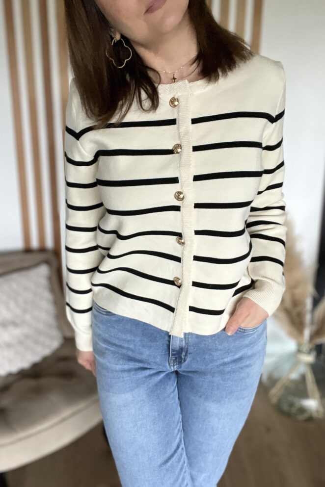 Gilet Tino Ecru/Noir