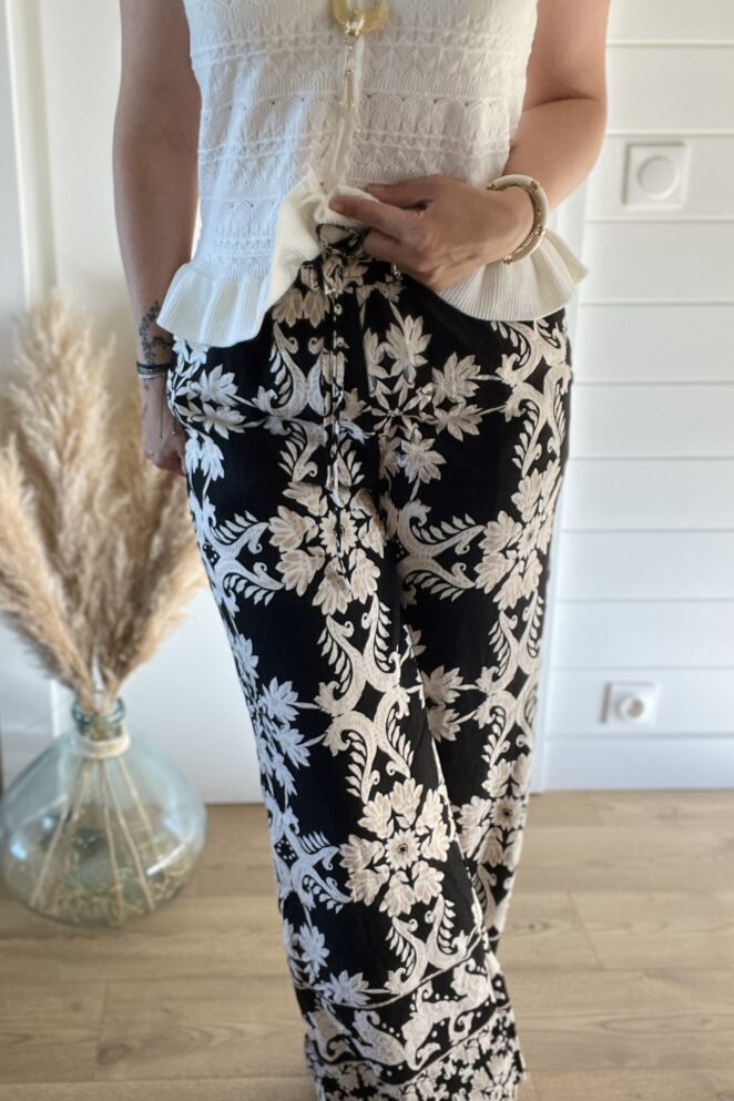 Pantalon Socrate Noir/Beige