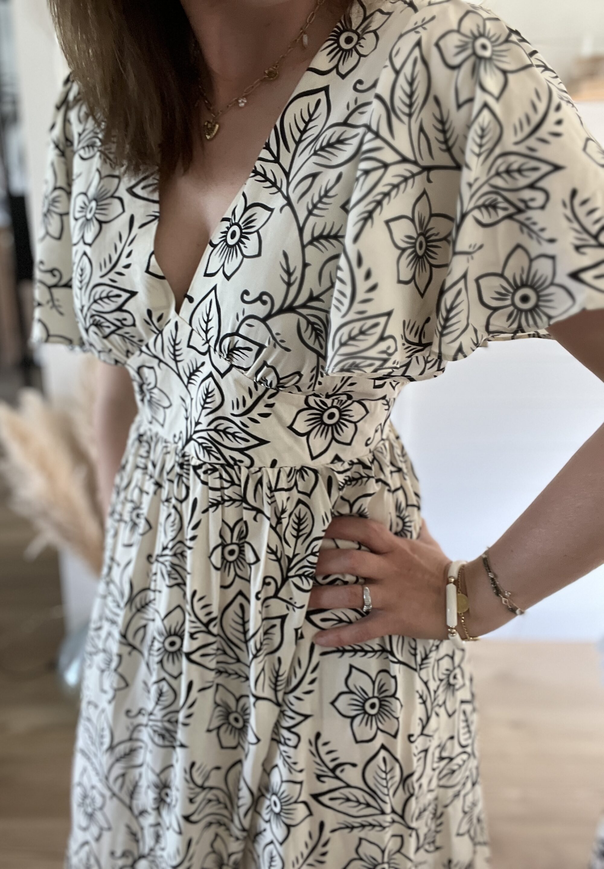 Robe Louise Beige/Noir – Image 3