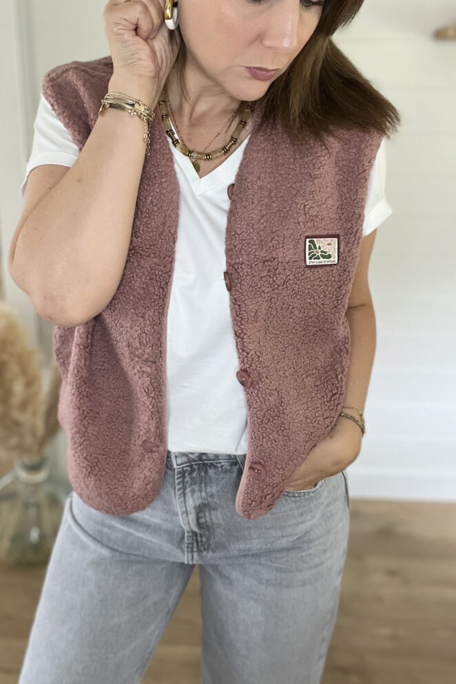 Veste Sans Manches Eva Vieux Rose